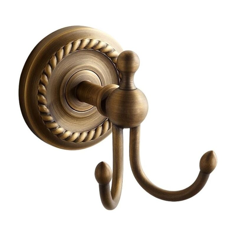 Sollbry - Double crochet porte-manteau mural rétro jaune laiton cuivre bronze antique pour accessoires de salle de bain