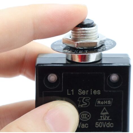 Sollbry Drucktasten-Leistungsschalter, 125–250 V AC, 50 V DC, 10 A, thermischer Überlastschutz, Serie 10 A, manueller Reset, thermischer Leistungsschalter