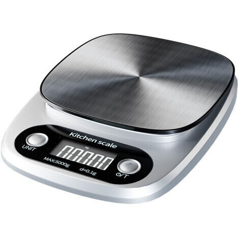 Sollbry Échelles de cuisine échelle numérique, 3kg / 0.1g balances électriques petits appareils de cuisine en acier inoxydable, Mini Smart Smart Water Proof avec écran LCD, Gramme précis, (Argent)