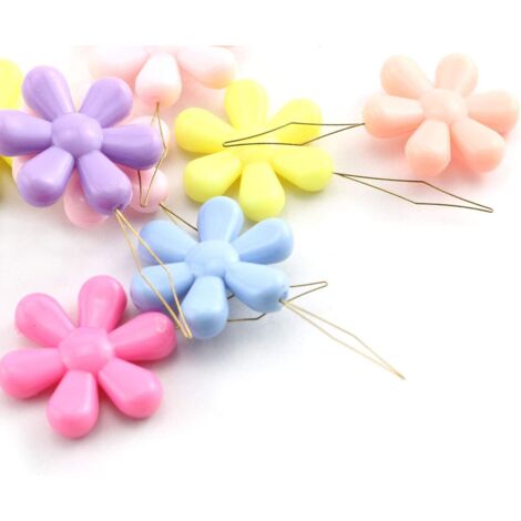 Sollbry Enhebradores de agujas, 10 piezas, colores surtidos, plástico, con forma de flor, para coser a mano