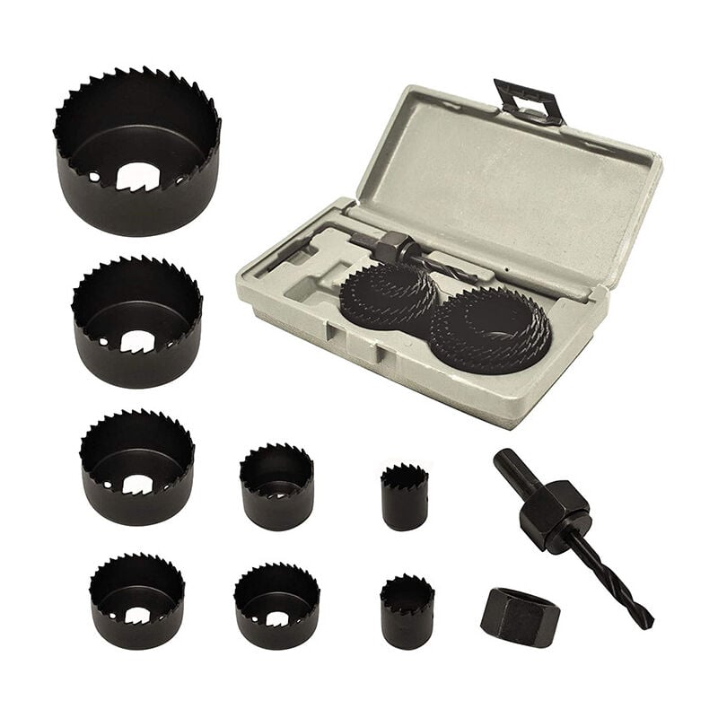 Sollbry - Ensemble de scies cloches 8 pièces, mandrins, lame de scie pour bois, plaques de plâtre, plastique (1 pouce - 2-1/2 pouces)