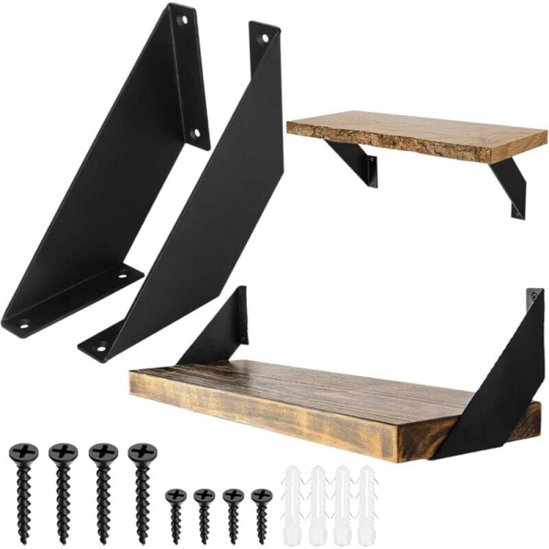 Sollbry Equerre Metal, Equerre Charge Lourde Antirouille, Support Etagere Murale Équerre Étagère Fer Forgé 15cm 2Pièces