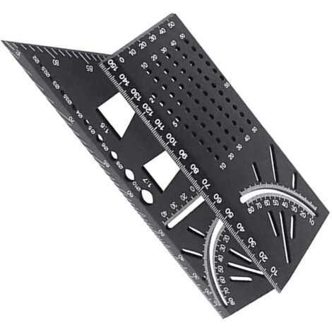 Sollbry Escuadra de carpintero de aleación de aluminio 3D, regla angular profesional de 90 a 45 grados, ingleteadora, herramientas de carpintería, 63 x 215 x 73 mm, color negro
