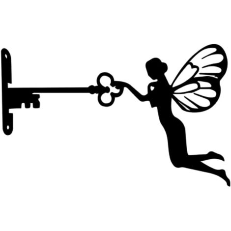 Sollbry Escultura de hada de metal para jardín al aire libre, decoración de pared para patio, 30 x 20 cm