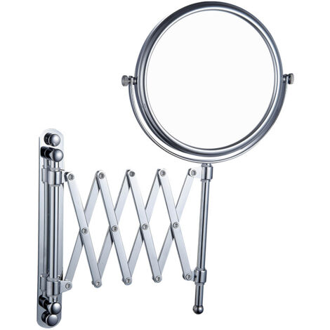 Sollbry Espejo de maquillaje de pared, espejo de baño giratorio de 360 grados, extensible y giratorio, para baño y hotel (tamaño: 6 pulgadas)