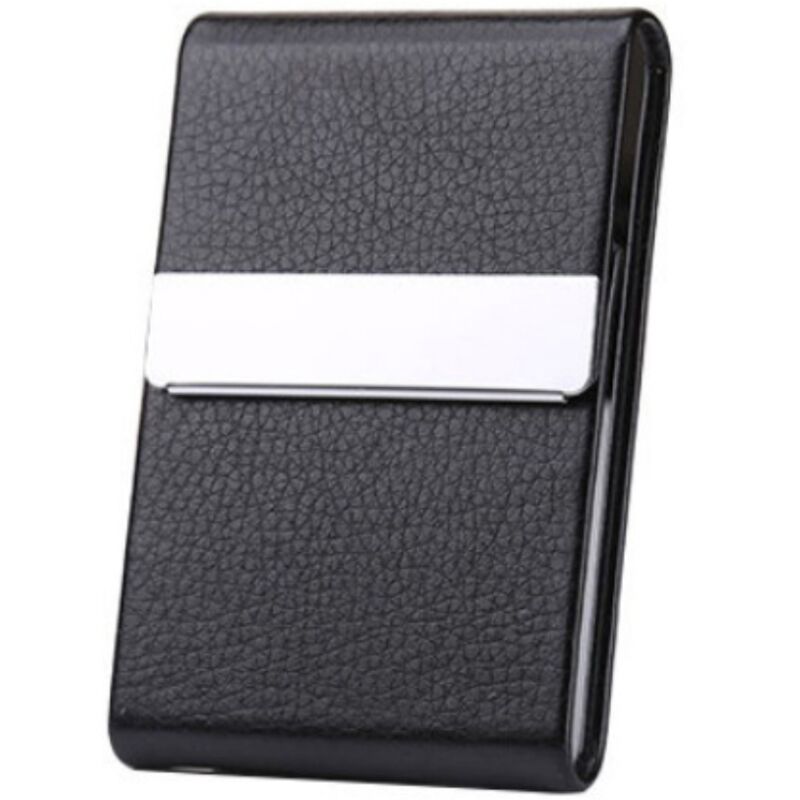 Tui Cigarette en Métal Boite a Cigarettes Porte Cigarette en pu Cuir Etui Paquet Cigarette Paquet de Cigarettes Slim pour Hommes Femmes Noir - Sollbry
