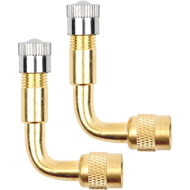 Sollbry - Extensor de válvula de 90 grados (paquete de 2), de cobre, para válvula angular de coche, válvula de neumático para coche, motocicleta,
