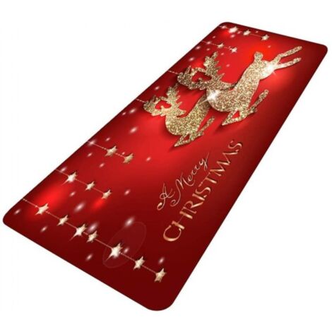 Sollbry Felpudo decorativo antideslizante de Feliz Navidad, felpudo de bienvenida para interior y exterior, para puerta de entrada, Navidad, invierno, Papá Noel, copos de nieve, 40 x 120 cm