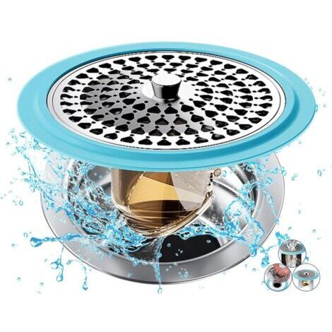 Sollbry Filtre Cheveux Douche, Filtre Douche Cheveux en Silicone et en Acier Inoxydable Attrape Cheveux Douche, Filtre Cheveux Baignoire pour Salle de Bain, Baignoire et Cuisine