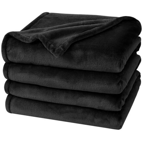 Sollbry Fleece Blanket 130 x 150, Sofa Blanket - Thick, Fluffy, Soft and Warm Fleece Blanket - High Quality Black