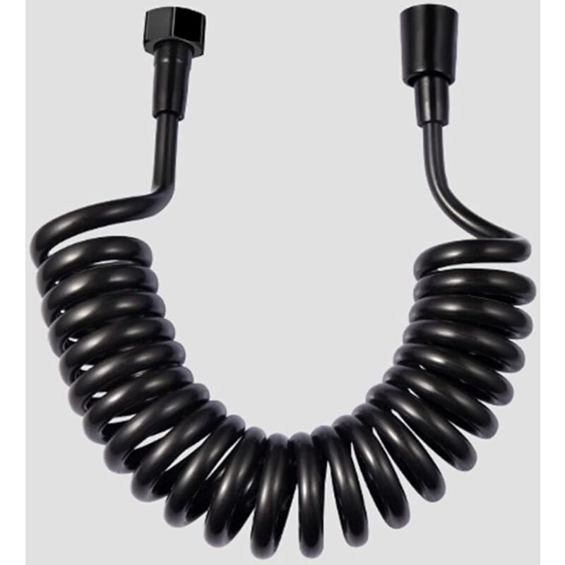 Flexible de douche,tuyau à ressort télescopique, flexible rétractable pour douchette, wc et bidet (3M Noir) - Sollbry