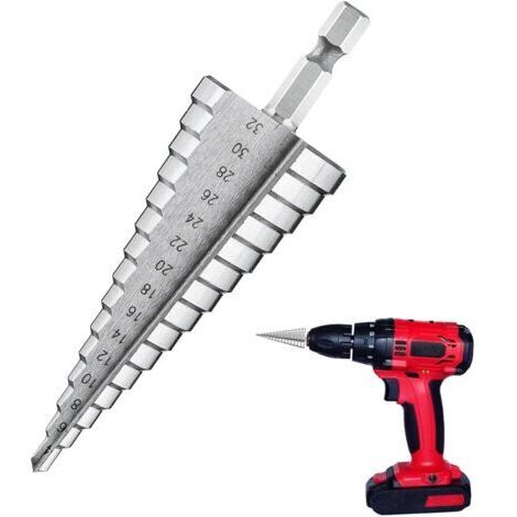 Sollbry Foret Étagé 4-32mm en Acier HSS avec Revêtement Titane, Fraise Conique à Pas Graduels pour Métal, Bois, Plastique - Idéal pour Perçages Précis