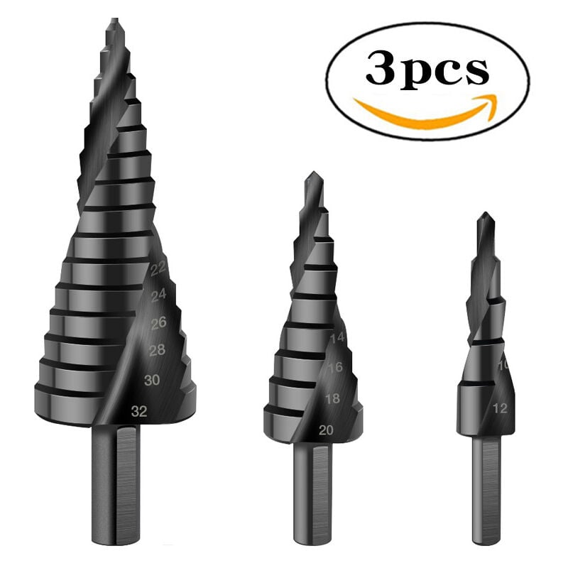 Sollbry - Foret Fraise Meche Etage hss Triangle Conique Titane avec Tige Hexagone Pour Visseuse Percage sur Acier Bois Plastique Laiton Aluminium pvc