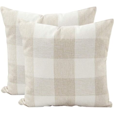 Sollbry Funda de cojín con diseño geométrico enrejado para sofá, hogar, sala de estar, dormitorio, decoración del hogar, 45 x 45 cm, juego de 2 (beige, 2 piezas)