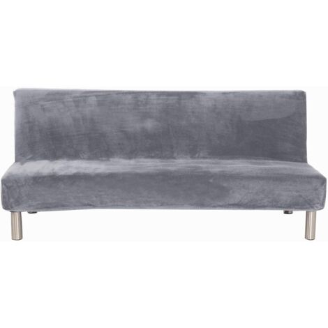Sollbry Funda de sofá cama de invierno, elástica, antideslizante, de color liso, ideal para sofá cama plegable sin reposabrazos (gris)
