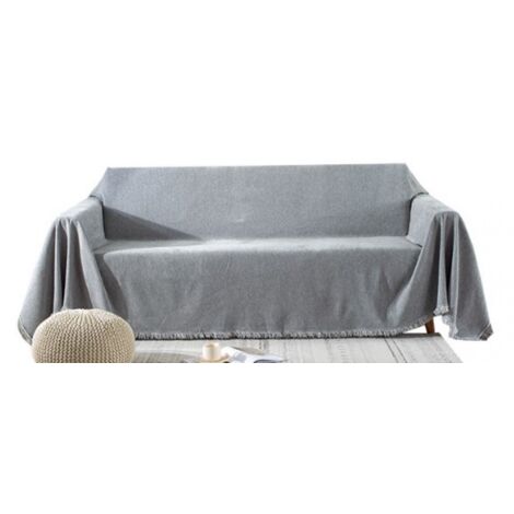 Sollbry Funda de sofá lavable para perro, funda de chenilla suave con pompones (gris claro, 180 x 90 cm)