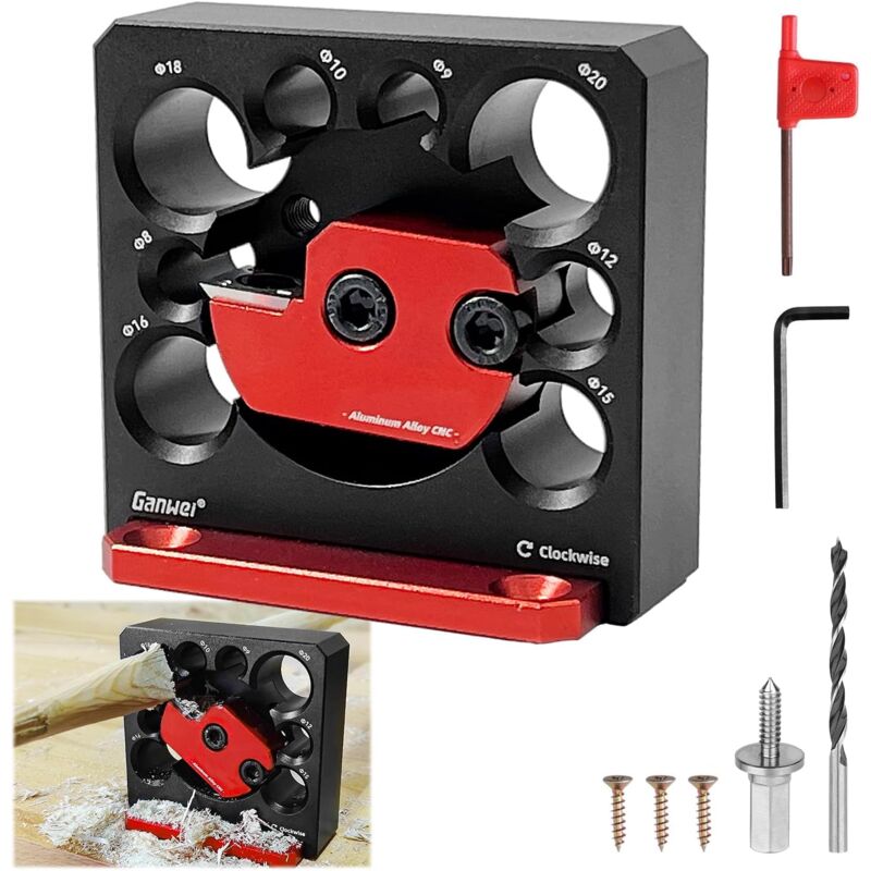 Sollbry - Gabarit de Fabrication de Goujons, Gabarit de Percage Charniere, Gabarit de Percage(8-20 mm), Réglables avec Lame en Carbure, Outil