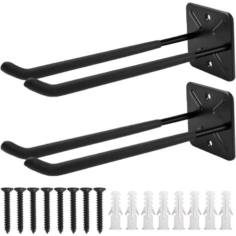 Sollbry Gancho de almacenamiento para garaje, gancho de pared de 2 piezas, portabicicletas de pared con revestimiento antideslizante, almacenamiento de herramientas de pared para escaleras, bicicletas