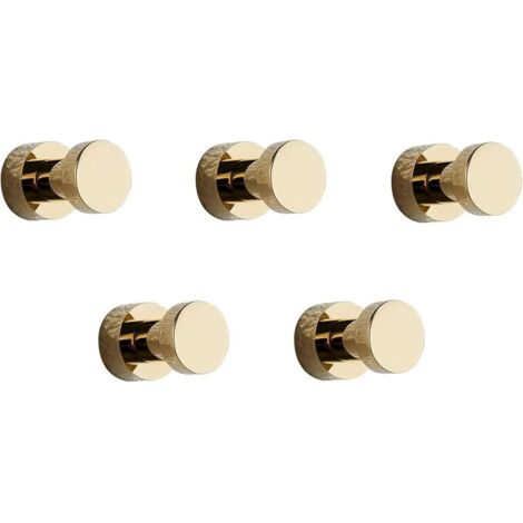 Sollbry Gancho de pared para toallas, ideal para baño, cocina, puerta, armario y clóset, paquete de 5, latón (dorado)
