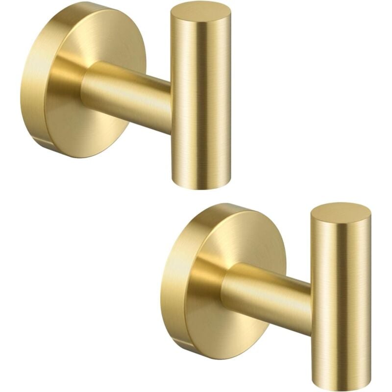 Sollbry - Gancho para toallas de baño, ganchos de pared, perchero para cocina, acero inoxidable SUS304, dorado cepillado