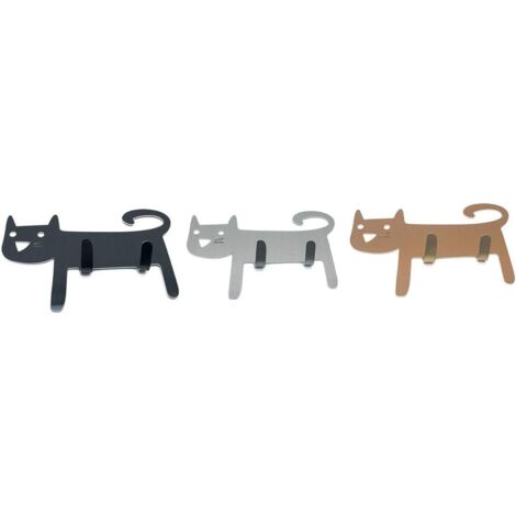 Sollbry Ganchos autoadhesivos para toallas, albornoces, 2 ganchos, decoración creativa de gatos, ganchos de pared de acero inoxidable, 3 unidades