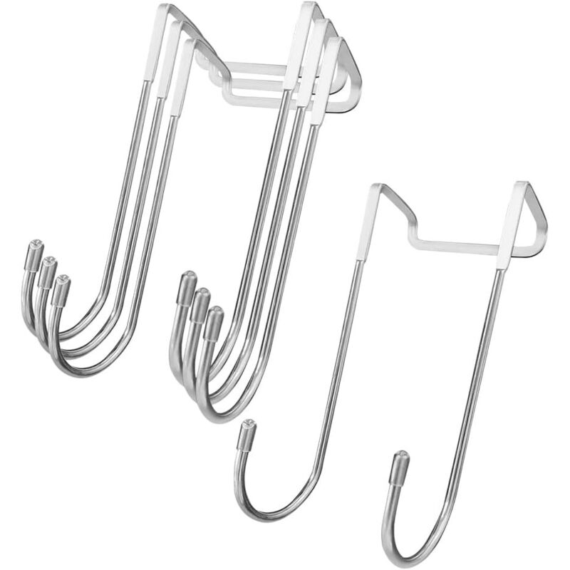 Ganchos de ducha - 4 piezas 15,5 x 7 cm, ganchos dobles para puerta, ganchos de pared para cabina de ducha, para toallas de baño - Sollbry