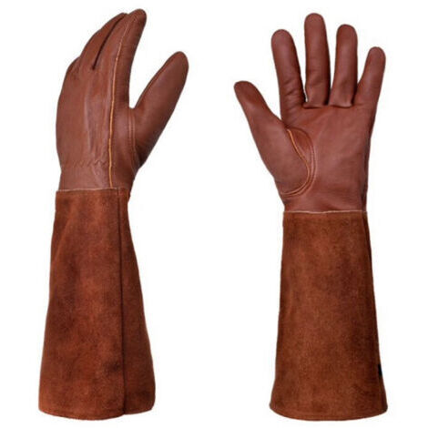 Sollbry Gants de jardinage en cuir, résistants aux épines, longs gants de jardin longueur coude