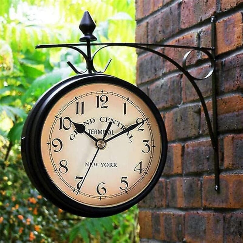 Sollbry - Garden Paddington Station Horloge Murale Double Face Support Extérieur