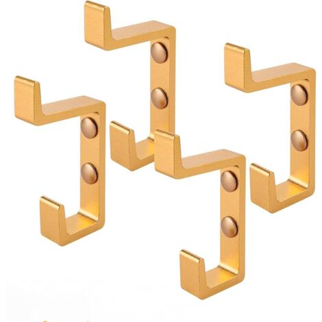 Sollbry Goldener Handtuchhaken, 4 Stück Wandhaken, verdicktes Raumaluminium, Kleiderhaken-Doppelhaken-Design, kommt mit Schrauben, geeignet für Badezimmer, Wohnzimmer, Schlafzimmer