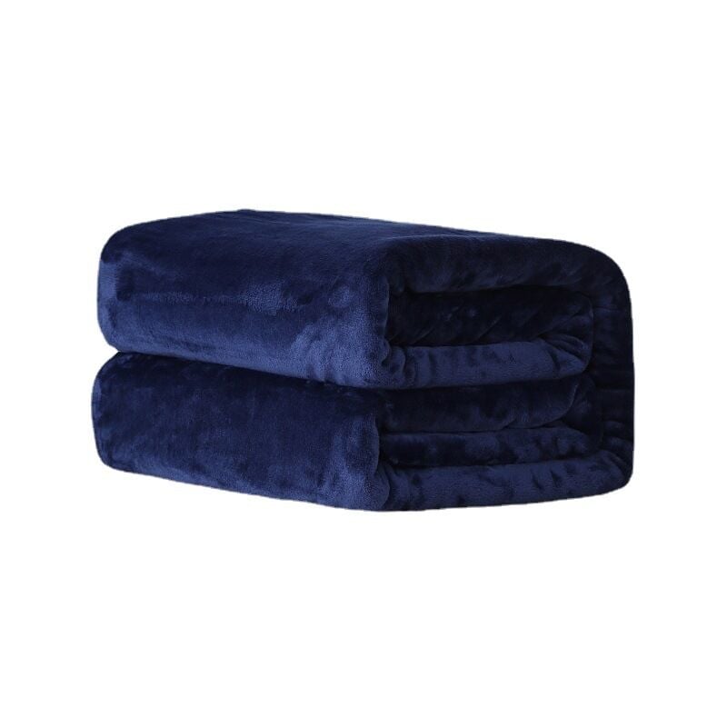 Grande Couverture en Flanelle Polaire Super Douce et Moelleuse -Dark Bleu- 100 x 150 cm - Sollbry