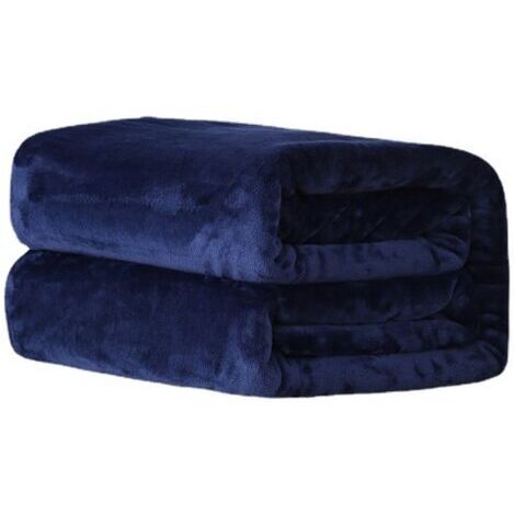 Sollbry Grande Couverture en Flanelle Polaire Super Douce et Moelleuse -Dark Bleu- 100 x 150 cm