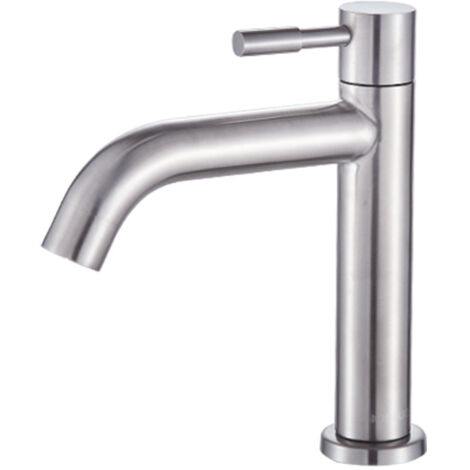Sollbry Grifo de cocina, agua fría, grifo unipolar para lavabo, accesorios para lavabo, acero inoxidable 304 (apertura de instalación: 32-40 mm)