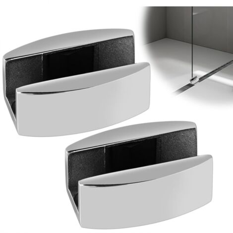 Sollbry Guía de piso de acero inoxidable para puerta corrediza de vidrio: 2 piezas, sistema de puerta corrediza con rodillo, accesorios, riel guía para puertas de vidrio