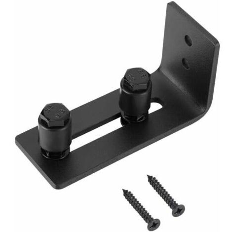Sollbry Guide de plancher de porte de grange, guide de rouleau de plancher de rouleau inférieur réglable en acier au carbone pour mur/porte coulissante en bois noir