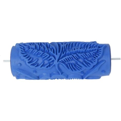 Sollbry Gummi-Farbroller mit Blumenmuster für Heimwerker, Maler, Wanddekoration – Blau, 15 cm
