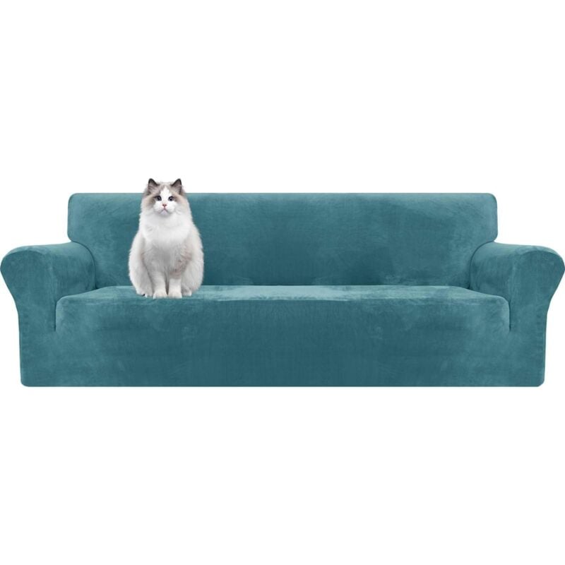 Sollbry - Housse de canapé avec accoudoirs, velours élastique extensible antidérapant, anti-rayures, protection de canapé pour chat, adaptée aux