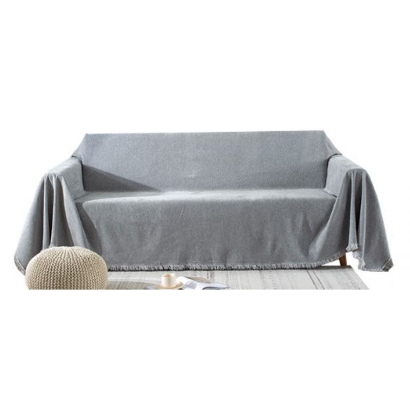 Housse de canapé lavable pour chien, housse de canapé, housse douce en chenille avec pompons (gris clair, 180 x 90 cm) - Sollbry