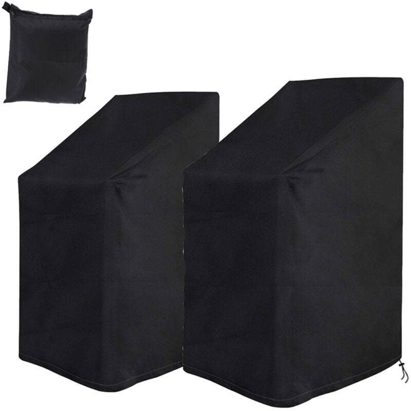 Housse de Chaise de Jardin 2 pcs, Housse de Protection pour Chaises de Jardin Empilables avec Corde et Boucle, Étanche, Résistance au Vent, Anti-UV