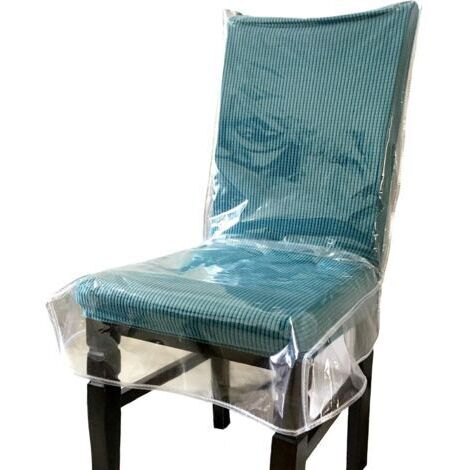 Sollbry Housse de chaise de salle à manger en plastique avec dossier, housse imperméable en PVC transparent, convient à 57,5 ​​x 50 cm (1 paquet)