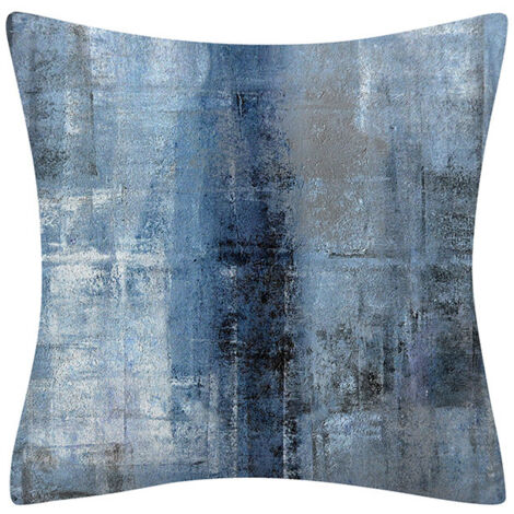 Sollbry Housse de coussin d'art abstrait bleu et gris, housse de coussin décorative moderne de galerie pour chambre à coucher, canapé, salon