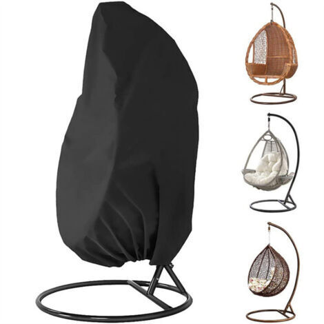 Sollbry Housse de Fauteuil Suspendu Jardin Rotin Osier Fauteuil Suspendu Imperméable Housse Housse de Protection pour œufs Chaise résistant à l'eau et à la poussière - 190 X115cm (Noir)