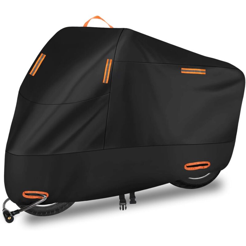 Sollbry - Housse de moto 210D imperméable pour l'extérieur, toutes saisons, très résistante, réfléchissante la nuit, avec trous de verrouillage,