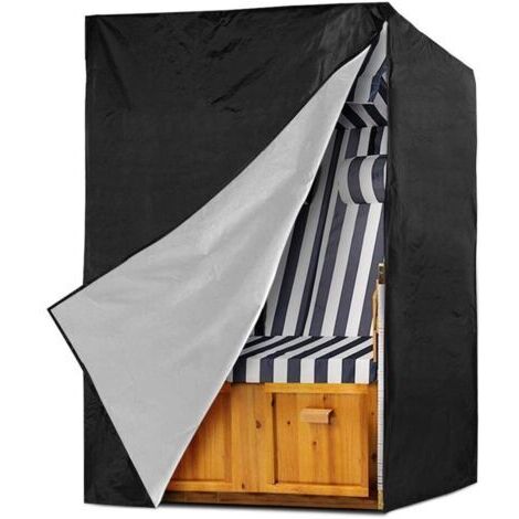 Sollbry Housse de protection pour fauteuil-cabine de plage - Résistante à l'hiver - 210D - Imperméable - Résistante à la déchirure et aux UV - Noir - 135 x 105 x 175/140 cm
