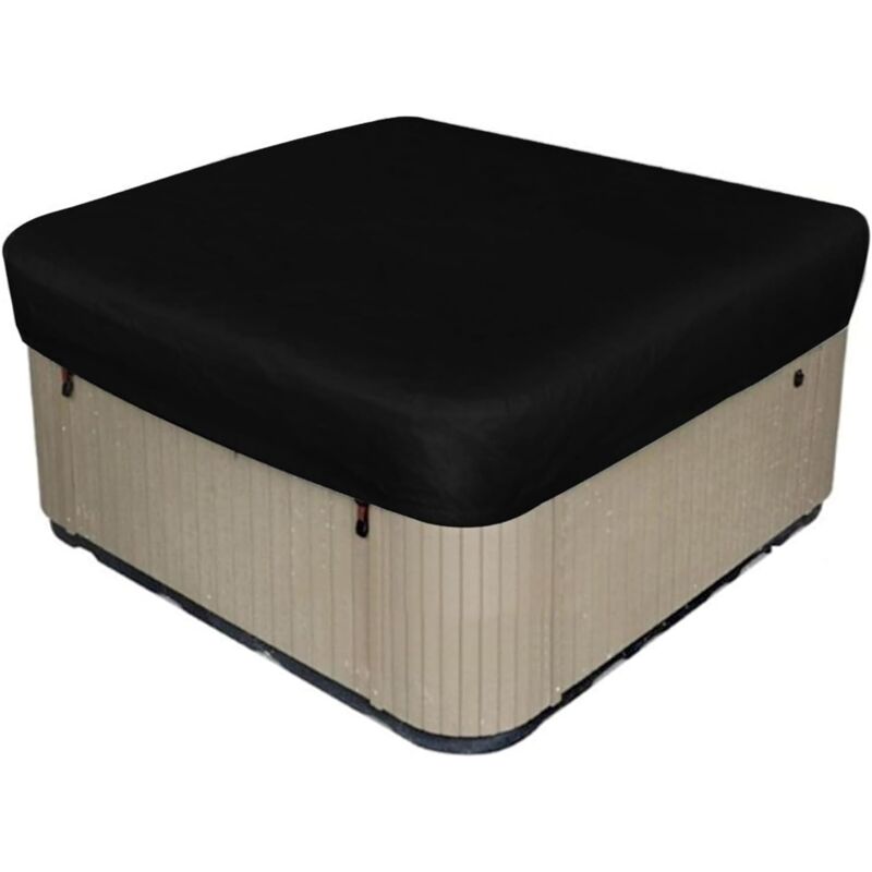 Housse de spa d'extérieur imperméable et résistante aux intempéries, housse de protection carrée pour jacuzzi, protection uv robuste, (noir, 218 x