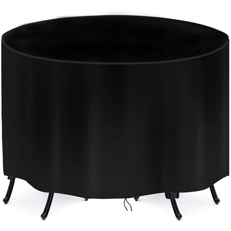 Sollbry Housse de table de patio ronde imperméable, tissu Oxford robuste, housse de meubles de patio, ensemble de chaises de table de patio, housses
