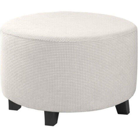 Sollbry Housse de Tabouret Rond en Velours Extensible, Amovible et Lavable avec Base élastique, Protection Douce Contre la poussière pour Repose-Pieds (Lot de 1, Blanc)