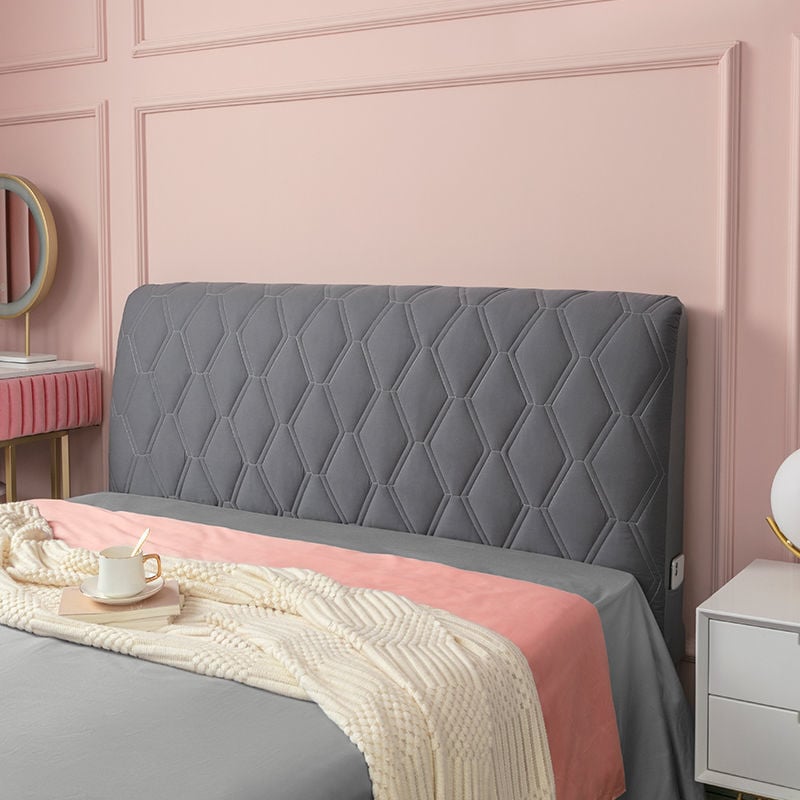 Sollbry - Housse de tête de lit pour meubles et canapé, protection extra large, anti-poussière, coulissante, extensible, couleur unie (couleur : gris