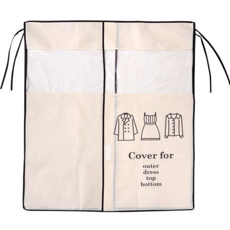 Sollbry Housse Protège Housses de Vêtements 120 × 120cm Beige Housse de Anti-Poussière Protection Portant Universelle Garment Covers pour Tringle à Vêtements