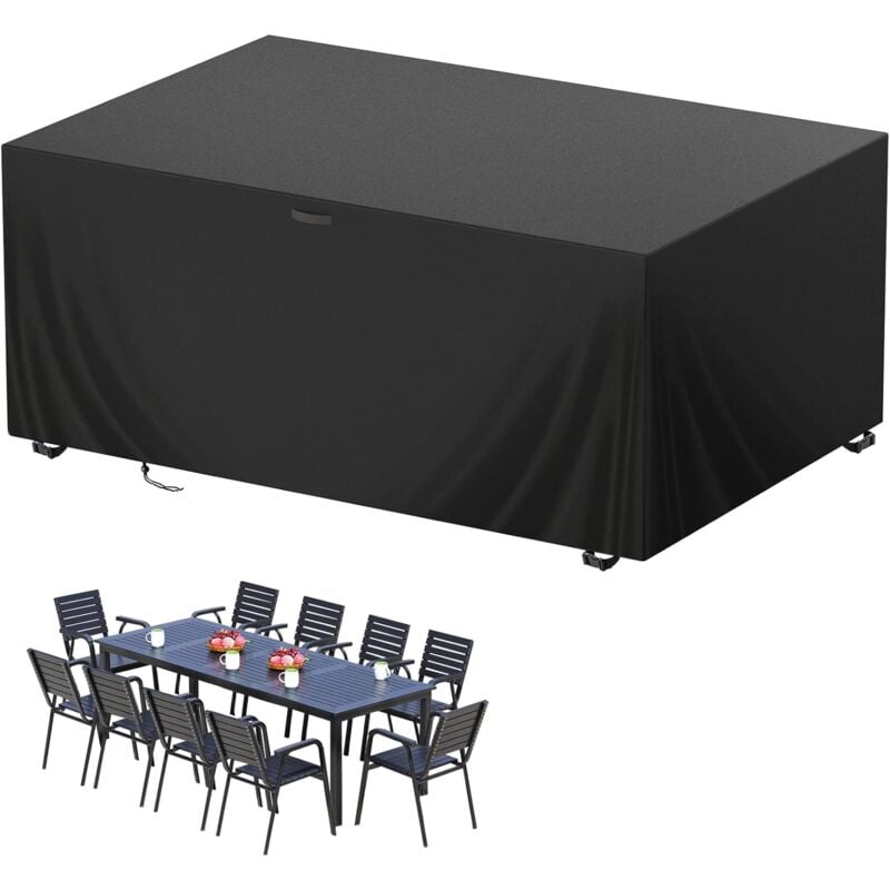 Housse Salon de Jardin Exterieur 242 x 162 x 100cm 210D Oxford Housse Table de Jardin Bache Salon de Jardin Imperméable Résistant à la Vent Pluie uv