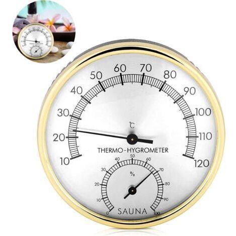 Sollbry Hygromètre Thermo,hygromètre température humidité pour Cuisine,LCD Thermomètre de Chambre numérique,thermomètre hygromètre pour Salle,Hygromètre de Sauna,Cadran en Métal Thermomètre